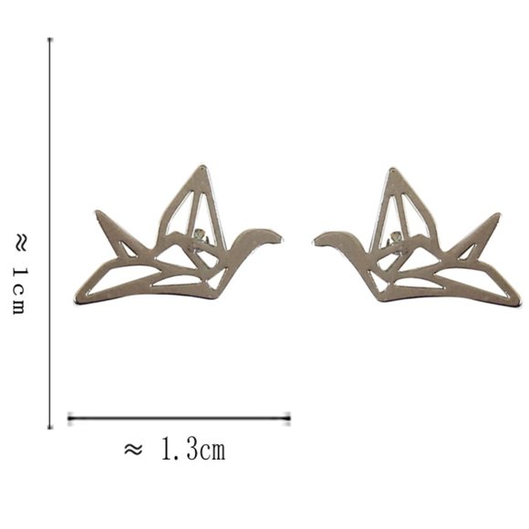 💙Orizuru Paper Crane Bird Art Earrings Origami - Picture 11 of 13